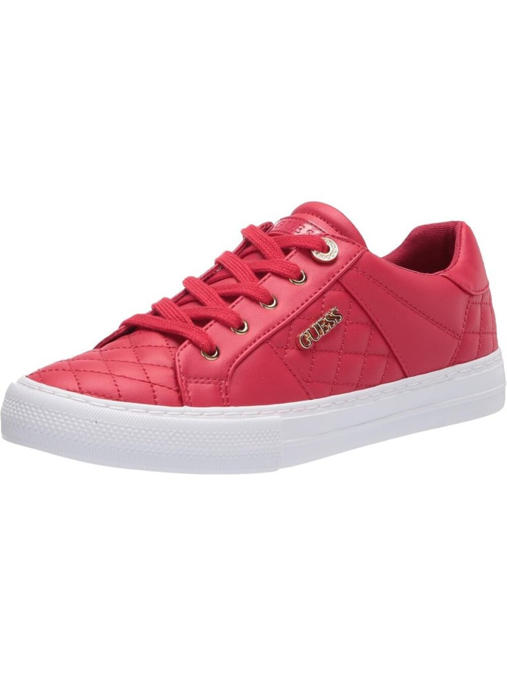 Women's Red 100% Synthetic Comfort Solid Lace Up Rubber Loven Fashion Sneaker
